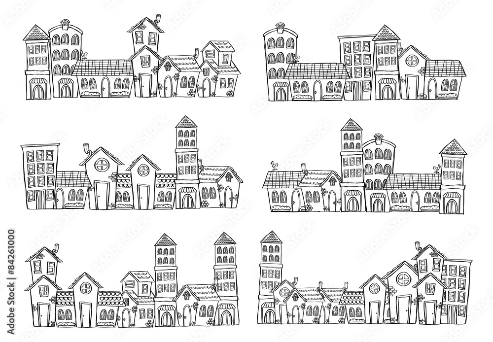 City skylines in doodle style City skylines in doodle style