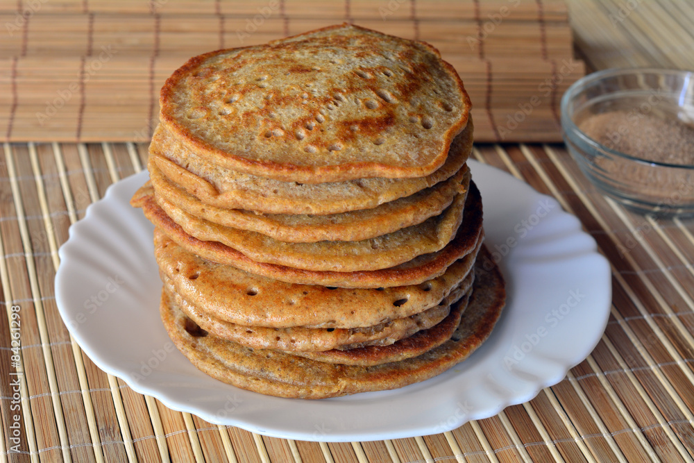 Stack of sweet pancakes with cinnamon sugar Stack of sweet pancakes with cinnamon sugar