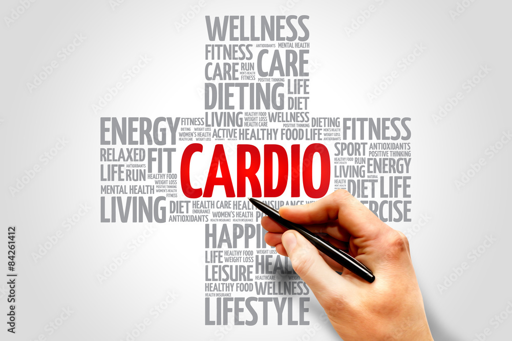 CARDIO word cloud, health cross concept CARDIO word cloud, health cross concept
