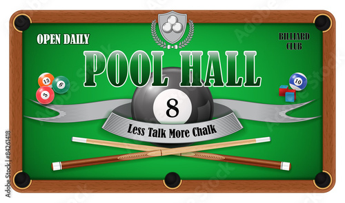 Billiard poster. Pool hall - Eight ball