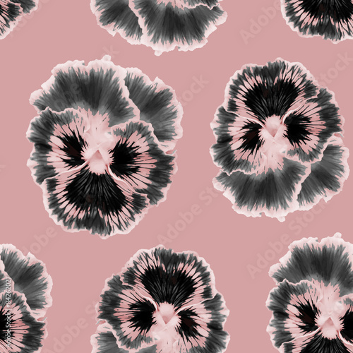 Seamless vector pattern with floral background. Pansies flower.