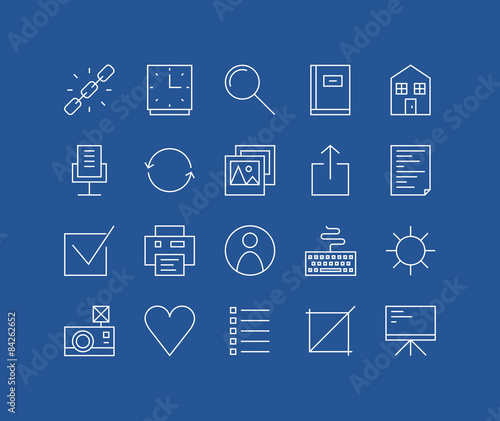 Web basic line icons set