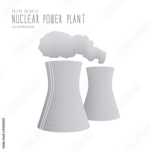 Nuclear power plant flat vector.