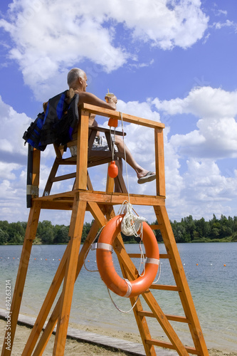 Kiev, Ukraine 2015, May 1: Safety on the water - lifeguard Stati photo