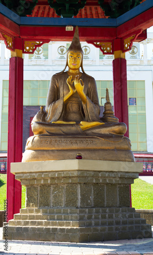 The sculpture of the great teacher Atisha Dipankar Sri Jnana in photo