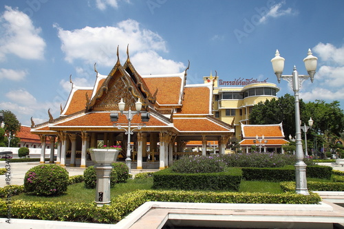 Bangkok, Thailand, 30 May 2015. On 30 May 2015 , King Rama III Memorial Park, to build for tribute for King Rama III of Siam , place on Rajadamnern Road near Phan Fah Bridge.
 photo