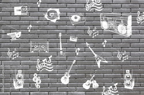 Bricks with symbols of music