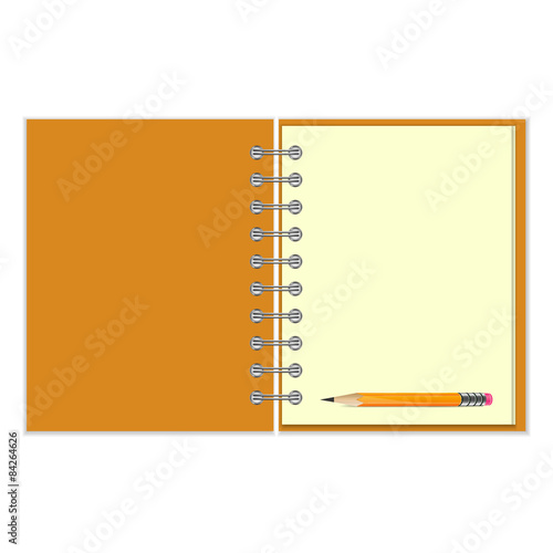Blank notebook and pencil