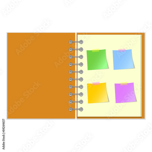 Open notebook with stickers