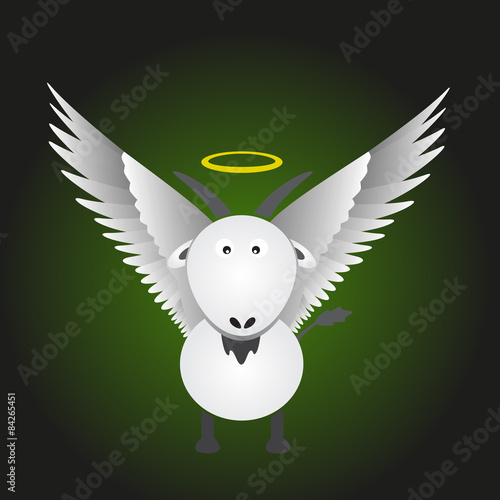 white saint goat with great white wings eps10