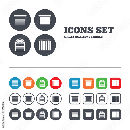 Louvers icons. Plisse, vertical and rolls.