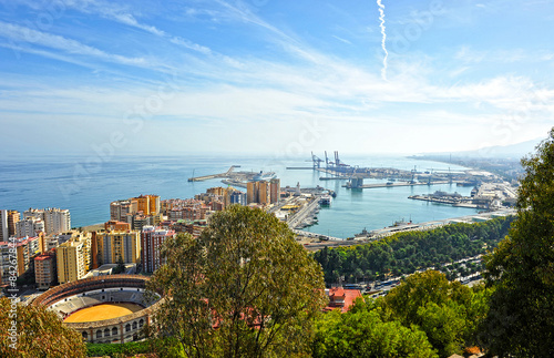Panoramic view of the port of Malaga, Costa del Sol, Spain