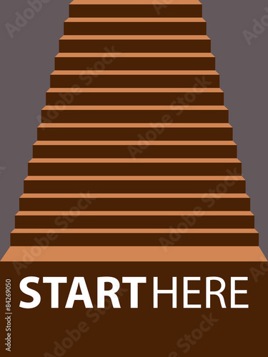 vector illustrator ladder start hike up staircase concept