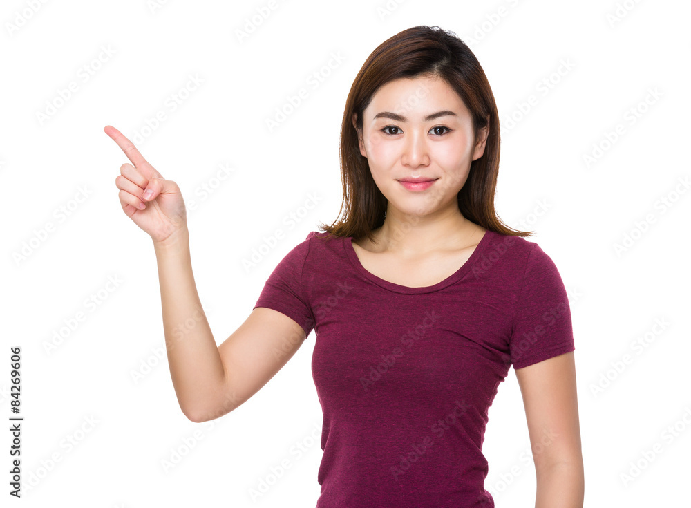 Woman with finger point up Woman with finger point up