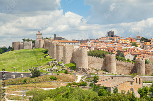 Medieval walls of historical city Avila, Spain photo