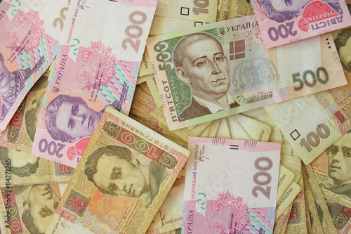 different Ukrainian money in cash