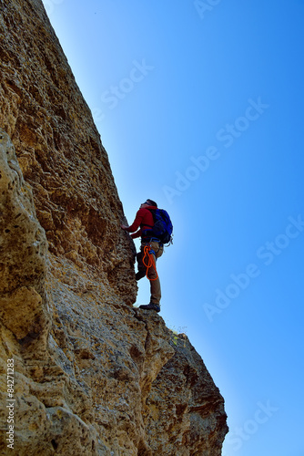 rock climber with backpack
