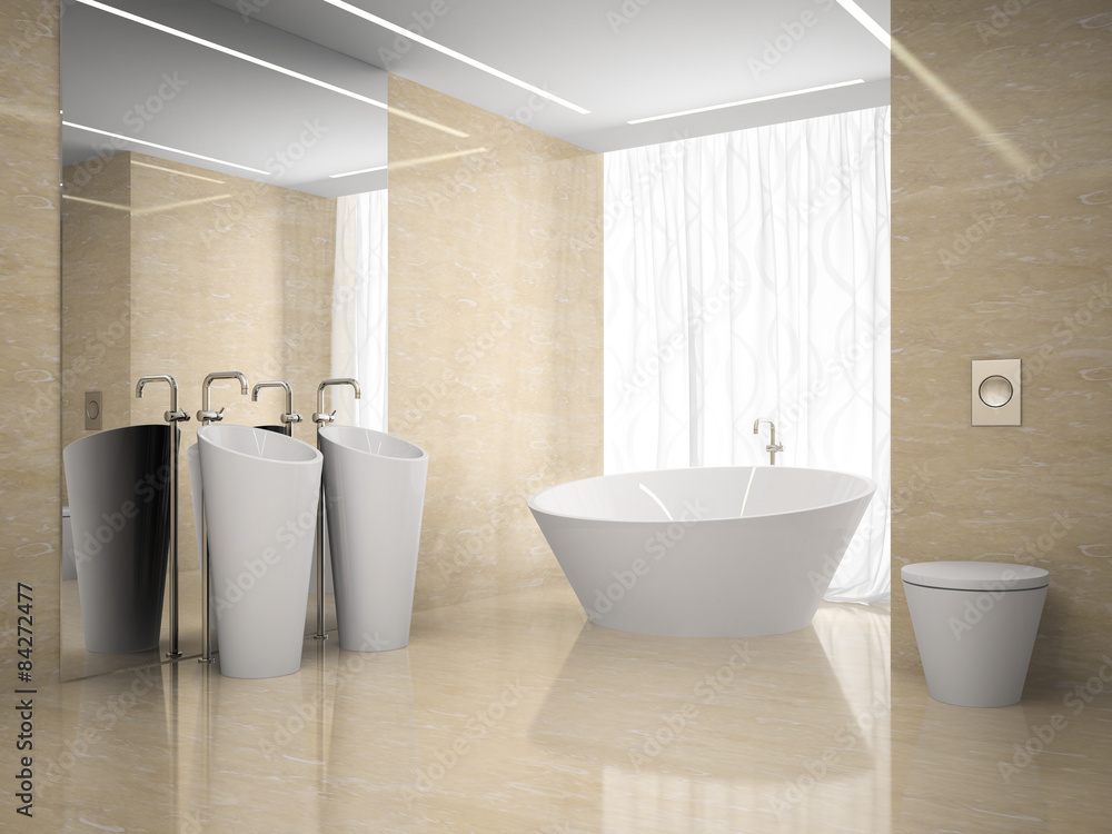 Interior of the modern design bedroom in marble 3D rendering 2 Interior of the modern design bedroom in marble 3D rendering 2