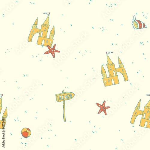 beach. hand drawn seamless pattern