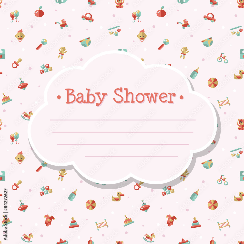 Illustration of flat design cute baby shower template Illustration of flat design cute baby shower template