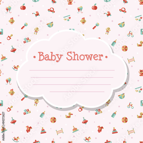 Illustration of flat design cute baby shower template