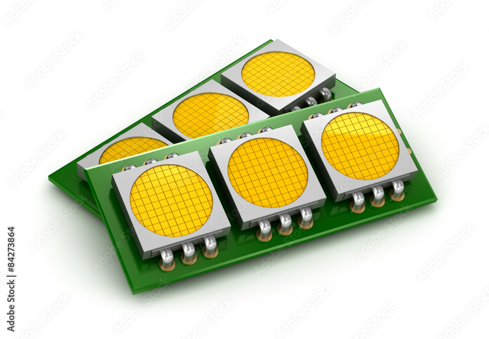 LED chip panels over white, 3D illustration LED chip panels over white, 3D illustration