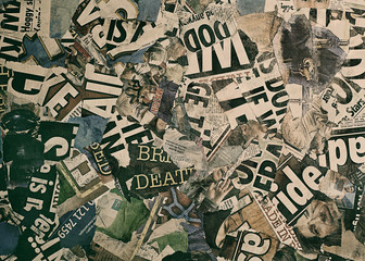 Creative Vintage Background Made of Torn Newspaper Pieces