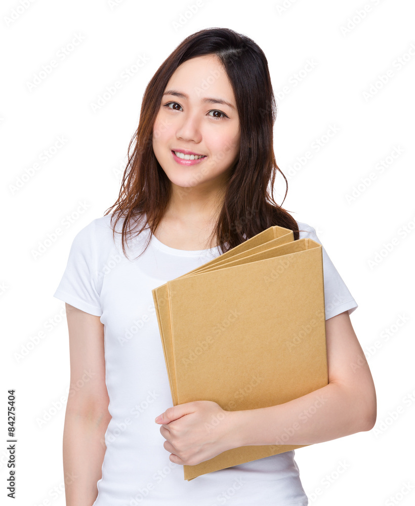 Asian student hold with folder Asian student hold with folder
