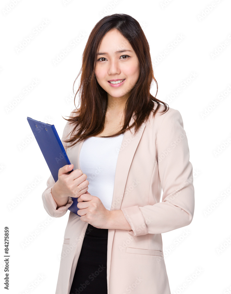 Young businesswoman hold with clipboard Young businesswoman hold with clipboard