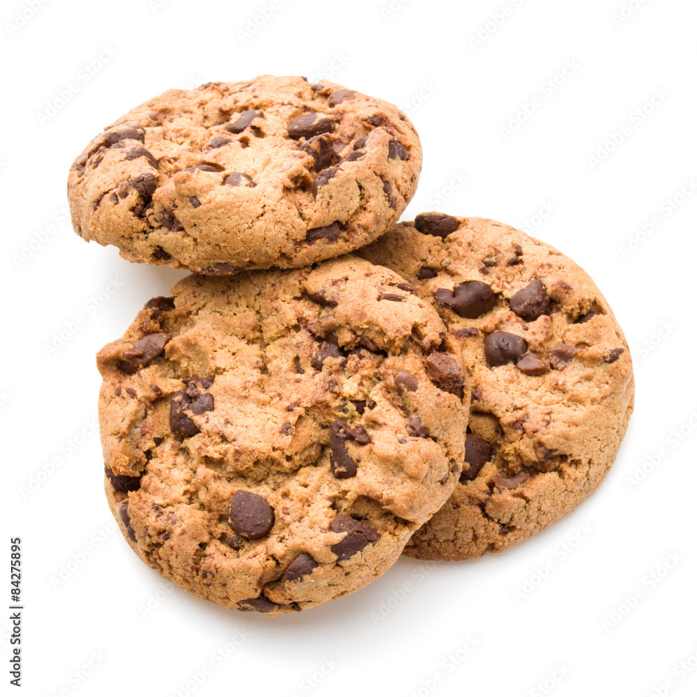 Chocolate cookies isolated on white background cutout Chocolate cookies isolated on white background cutout