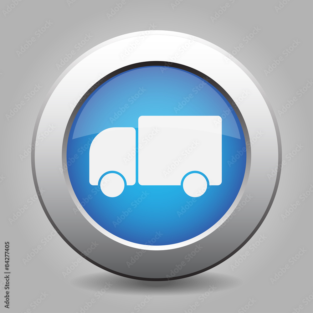 blue metal button with lorry car blue metal button with lorry car