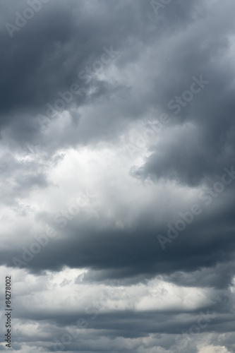 Thunderclouds over horizon, storm sky.