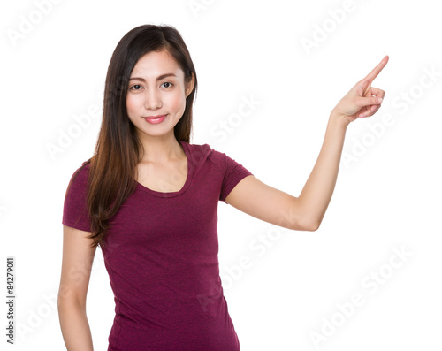 Woman with finger point up
