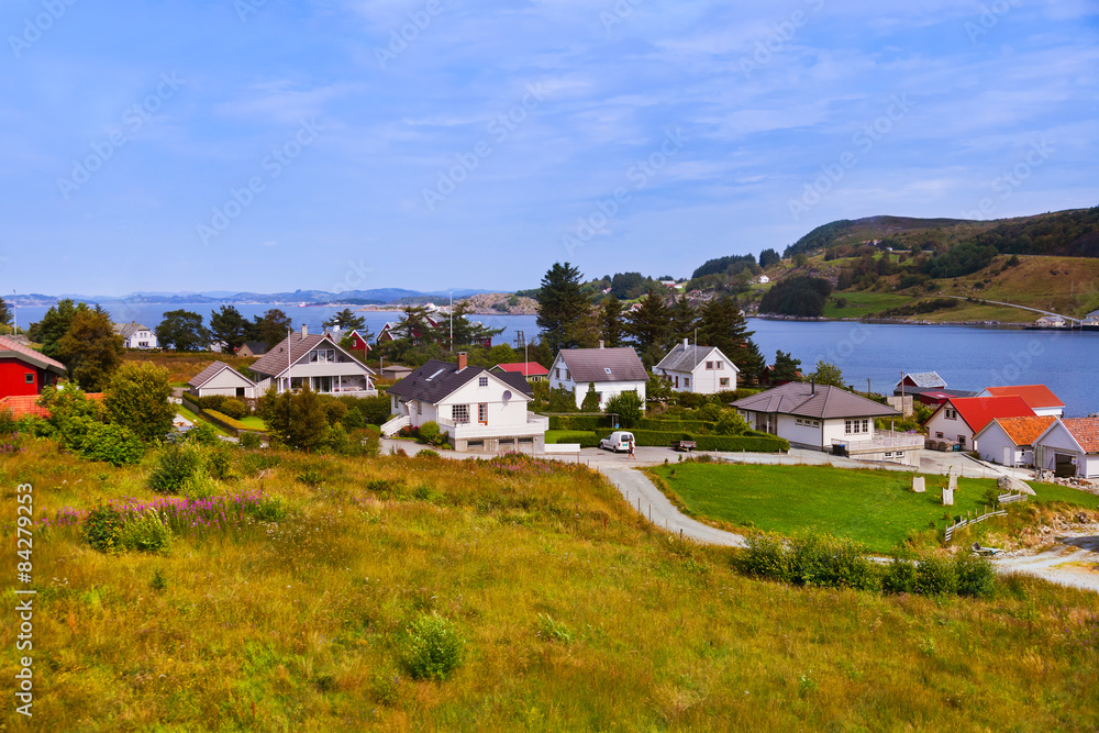 Fototapeta premium Village in Fjord - Norway