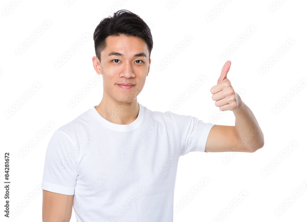 Asian man with thumb up Asian man with thumb up