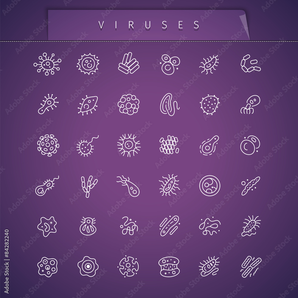 Viruses Thin Icons Set