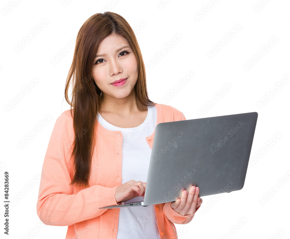 Asian woman use of notebook computer Asian woman use of notebook computer