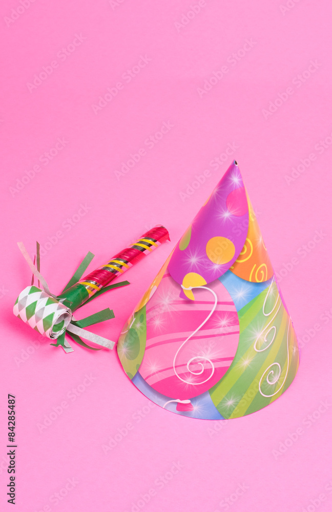 Party Hat on Pink Background