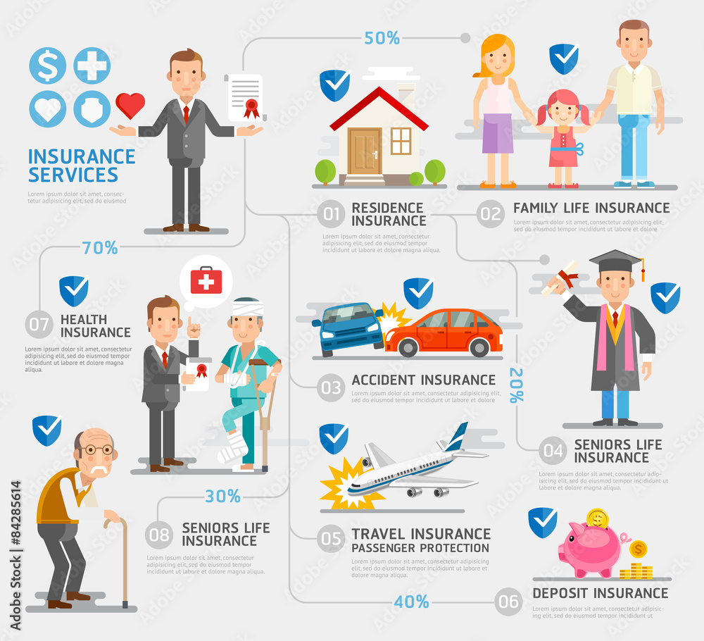 Business insurance character and icons template. Business insurance character and icons template.