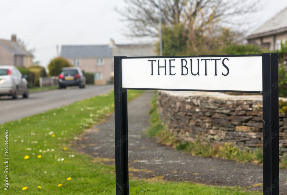 Funny road or street sign The Butts in Cornwall Funny road or street sign The Butts in Cornwall