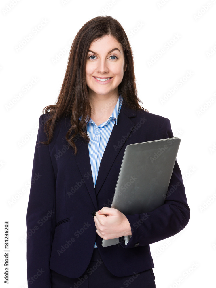 Businesswoman hold with laptop computer
