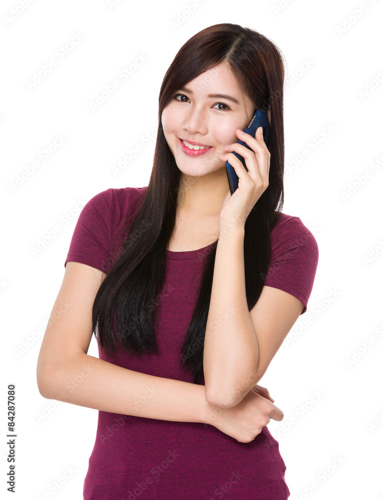 Young woman talk to cellphone Young woman talk to cellphone