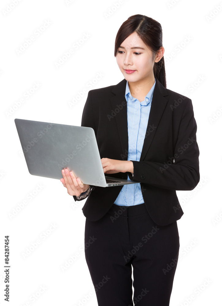 Businesswoman use of the laptop computer Businesswoman use of the laptop computer