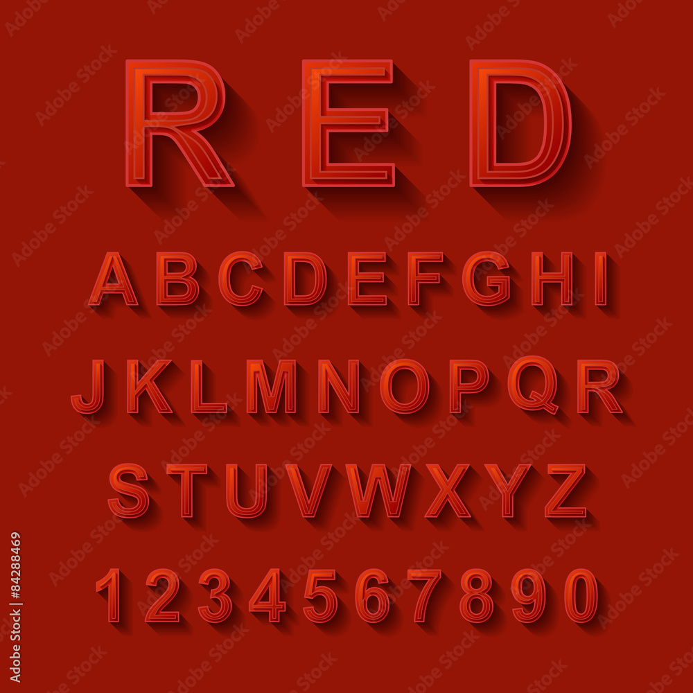 red font design set
