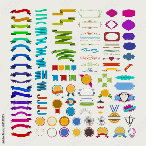 colorful ribbons and labels collection