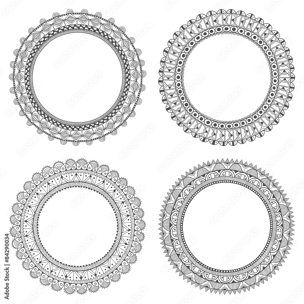 Decorative hand-drawn, doodle frames with space for text Decorative hand-drawn, doodle frames with space for text