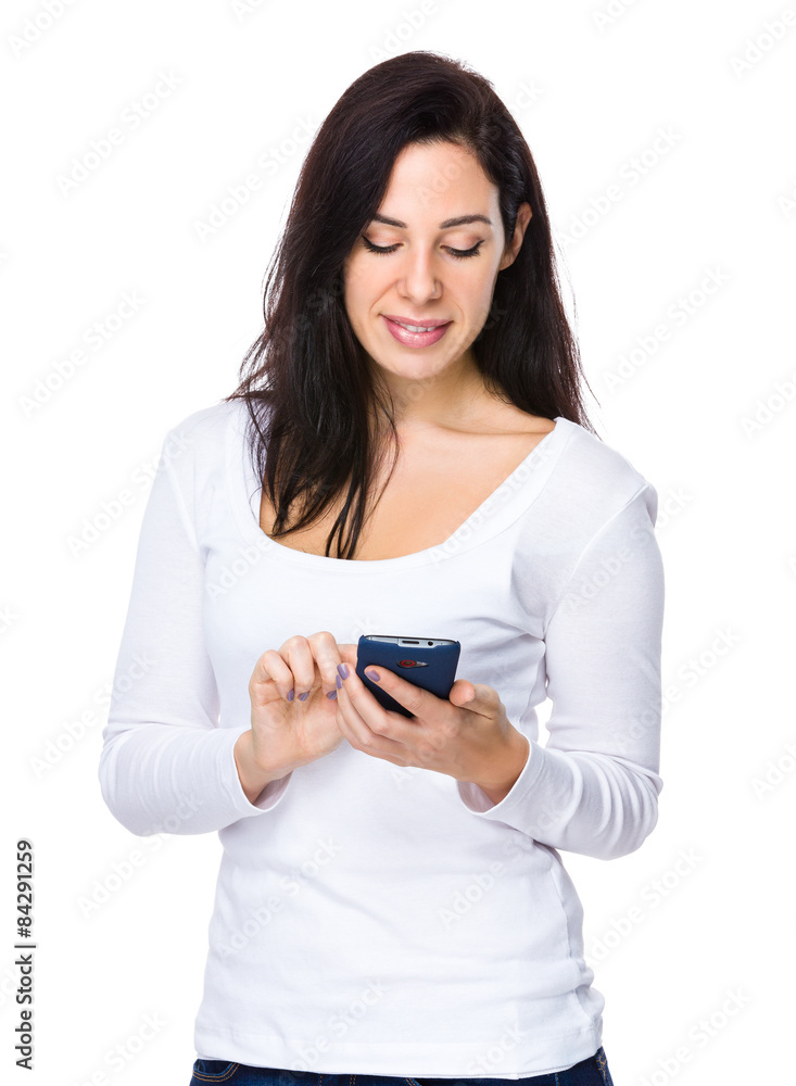 Woman read the message on smart phone Woman read the message on smart phone
