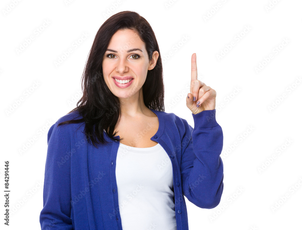 Woman with finger point up