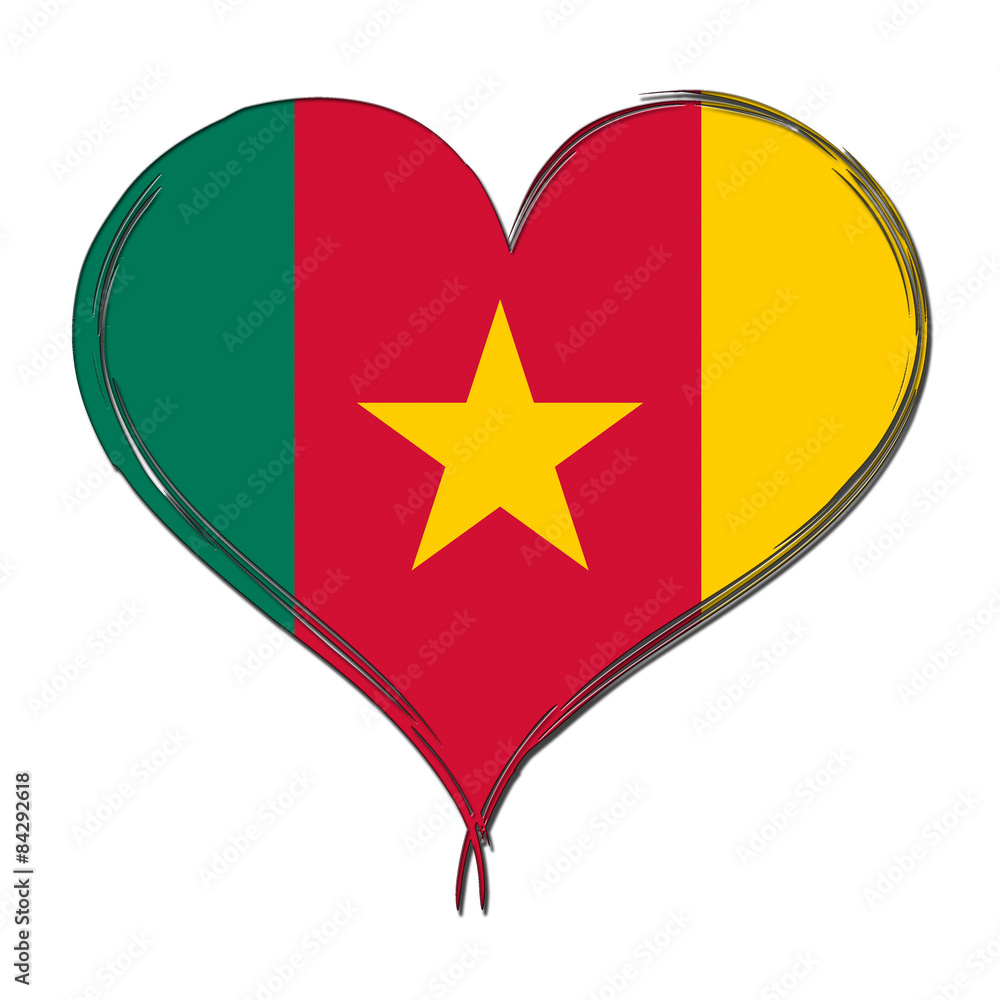 Cameroon 3D heart shaped flag Cameroon 3D heart shaped flag
