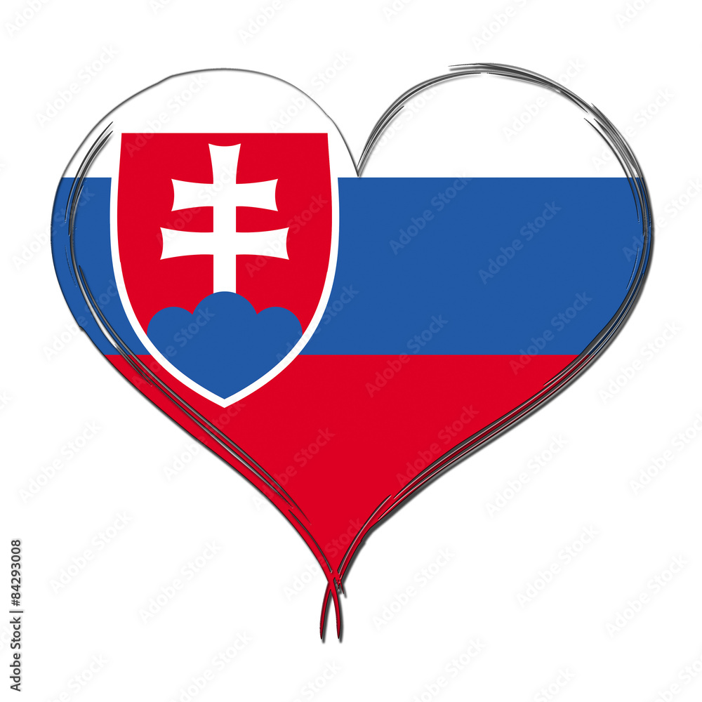 Fototapeta premium Slovakia 3D heart shaped flag